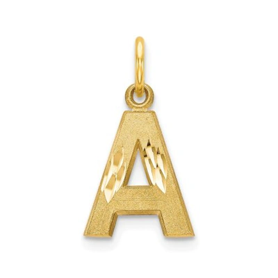 Pre-owned Accessories & Jewelry 10k Yellow Gold Diamond Cut & Satin Block Initial A To V Pendant Choose Yours