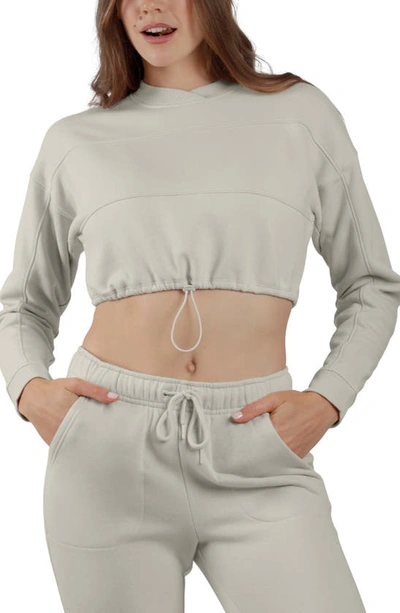 90 Degree By Reflex Brushed Cropped Long Sleeve Shirt In Abbey Stone