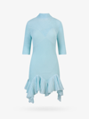 Givenchy Ribbed Ruffle Hem Turtleneck Minidress In Blue