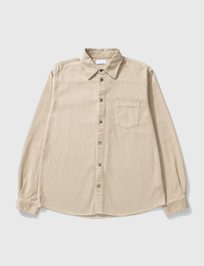 John Elliott Corduroy Cloak Button Up Shirt In Beige