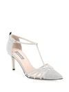 Sjp By Sarah Jessica Parker Carrie T-strap Glitter Pumps In Silver