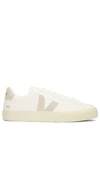 Veja Campo Leather White Natural Sneakers In Extra White & Natural Suede