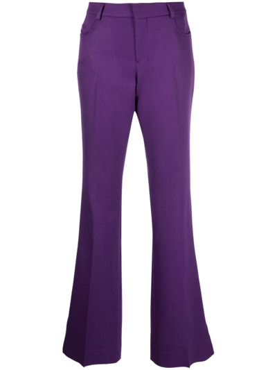 Ami Alexandre Mattiussi Flared Twill Trousers In Purple