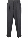 Ami Alexandre Mattiussi Carrot Fit Trousers With Hem And Pleats In Grey