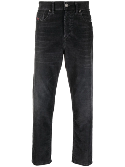 Diesel Tapered Cropped Jeans In Black