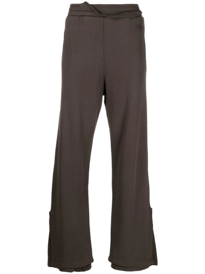 Diesel Logo-embroidered Wide-leg Track Pants In Brown