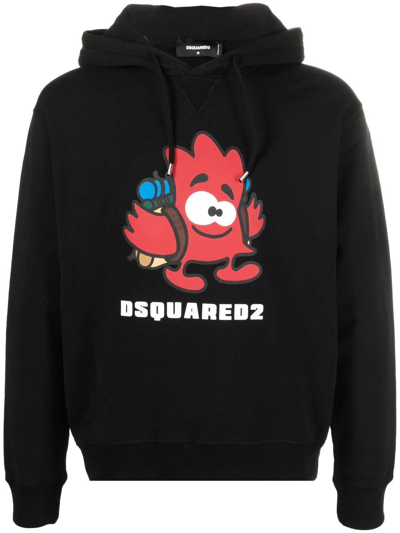 Dsquared2 Logo-print Detail Hoodie In Black