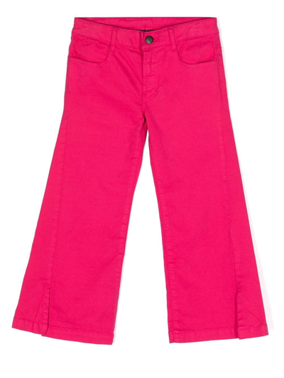 Dkny Kids' Logo-patch Wide-leg Trousers In Fucsia
