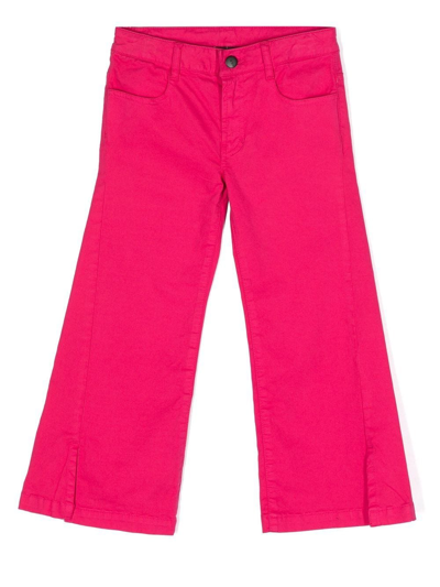 Dkny Kids' Logo-patch Wide-leg Trousers In Fuchsia