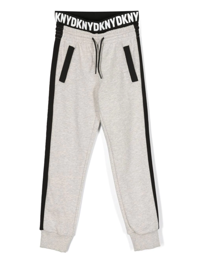 Dkny Kids' Logo-waistband Track Pants In Grey