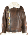 Etro Gina Embroidered Shearling Jacket In 0100 - Brown
