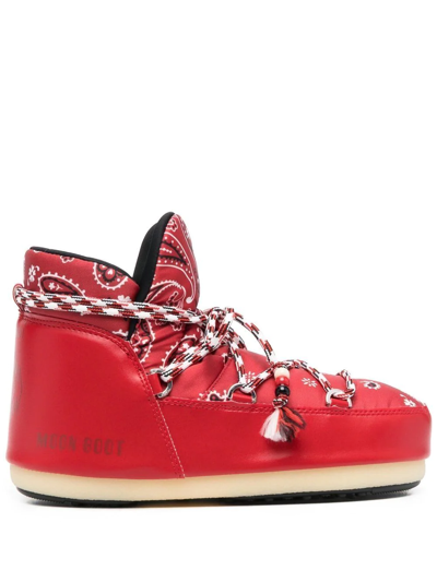 Alanui X Moonboot X Moon Boot Bandana-print Snow Boots In Red