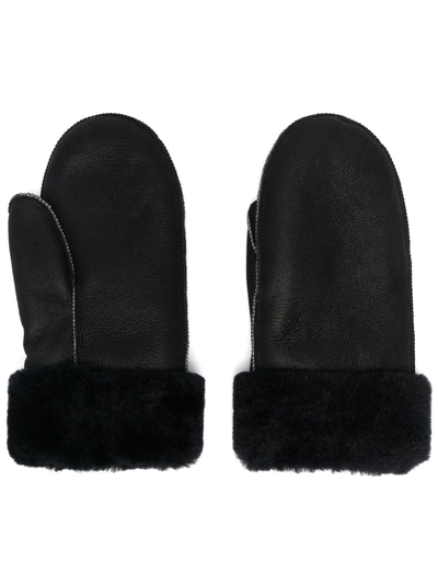 Parajumpers Logo-patch Shearling Gloves In Black