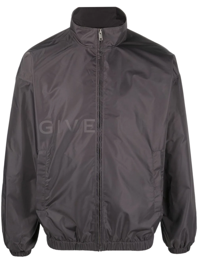 Givenchy Logo-print Zip-up Jacket In Grey