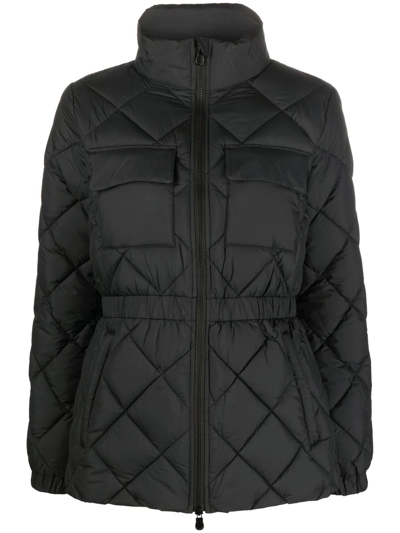 Save The Duck Diamond-quilted Belted Jacket In Black