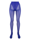 Wolford X Mugler Purple Mesh Panelled Tights In Blue
