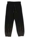 Vision Of Super Black Sweatpants For Boy With Flames In Black