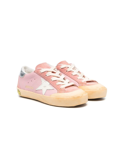 Golden Goose Kids' Star-patch Lace-up Sneakers In Pink