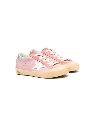 Golden Goose Kids' Star-patch Lace-up Trainers In Pink