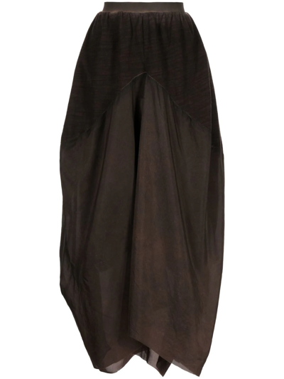 Uma Wang Draped Asymmetric Maxi Skirt In Brown