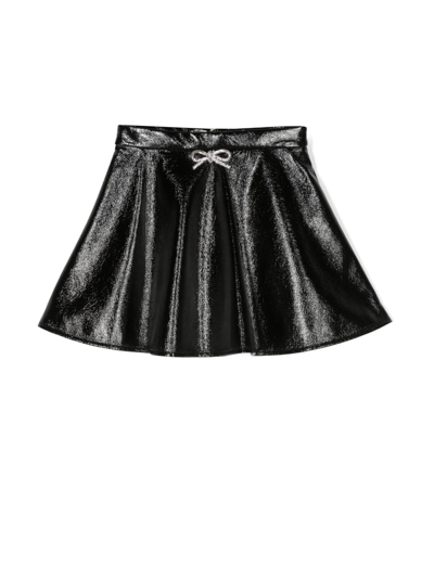 Elisabetta Franchi La Mia Bambina Kids' Patent A-line Skirt In Black