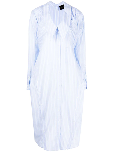 Simone Rocha Striped Four-sleeve Cotton Midi Shirt Dress In Blue