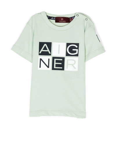 Aigner Logo-print Cotton T-shirt In Green