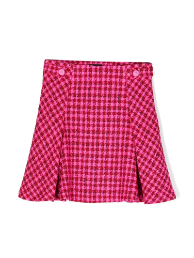 Versace Kids' Tweed Check Skirt In Pink