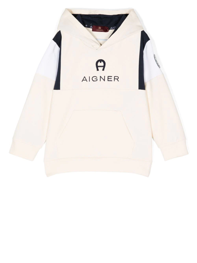 Aigner Kids' Logo-embroidered Hooded Sweatshirt In Yellow