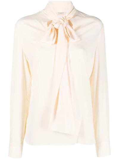Glanshirt Pussy-bow Collar Detail Blouse In Neutrals
