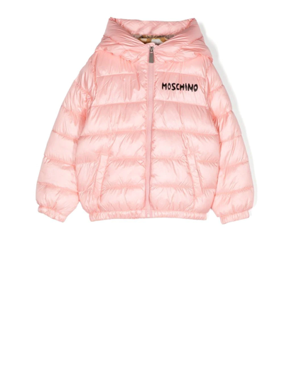 Moschino Kids' Teddy Bear-print Puffer Jacket In Pink