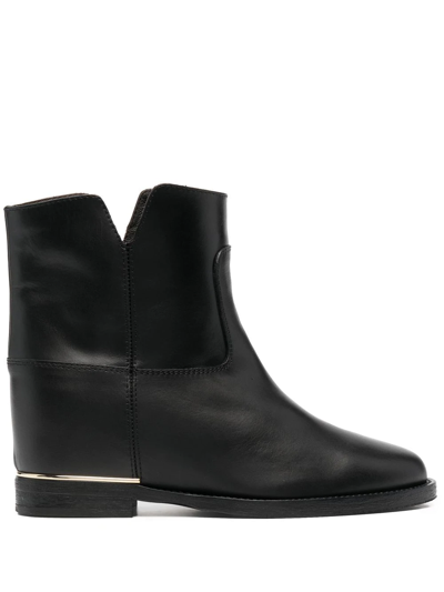 Via Roma 15 Side Slit-detail Ankle Boots In Black