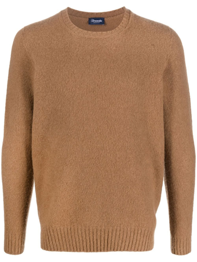 Drumohr Crew-neck Wool Jumper In Brown