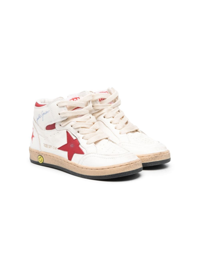 Golden Goose Kids' Star-patch Hi-top Sneakers In White