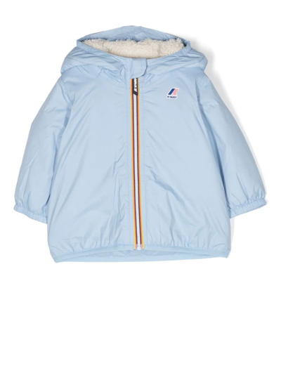 K-way Babies' Stripe-detail Hooded Jacket In Blue