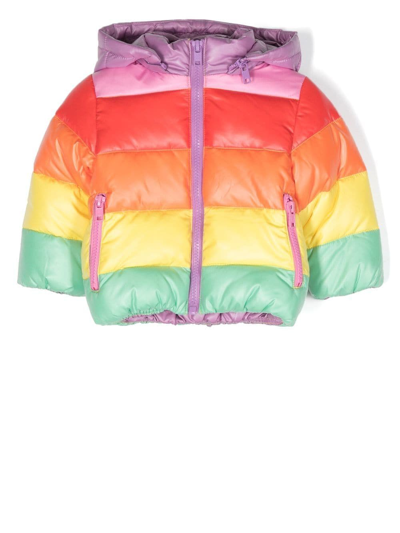 Stella Mccartney Kids' Baby Multicolor Rainbow Striped Puffer Jacket In Multicolour