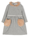 Il Gufo Faux-fur Trim Midi Dress In Grey