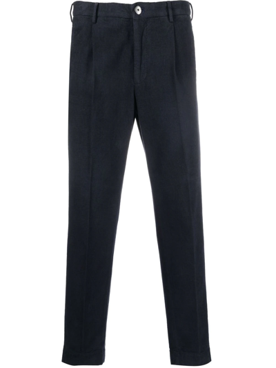Incotex Tapered-leg Cotton Trousers In Blue