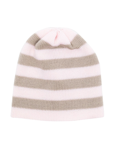 Little Bear Babies' Stripe-print Knit Beanie In Pink