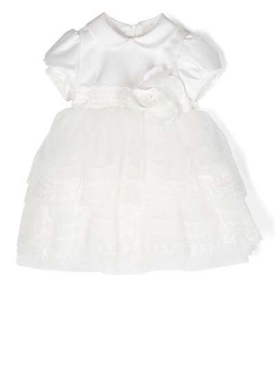 Colorichiari Babies' Short Sleeve Smock Dress In White
