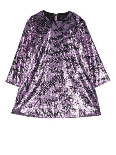 John Richmond Junior Kids' Sequin-embellished Midi Dress In Purple