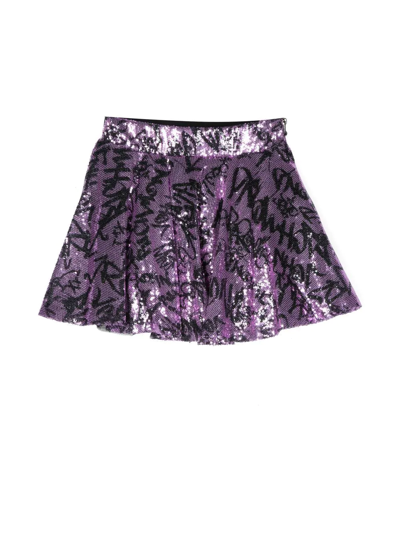John Richmond Junior Kids' Sequin-embellished Mini Skirt In Purple