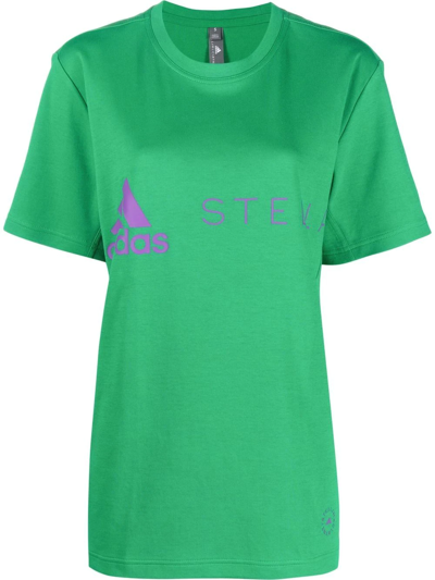 Adidas By Stella Mccartney Logo Cotton Recycled Poly T-shirt In