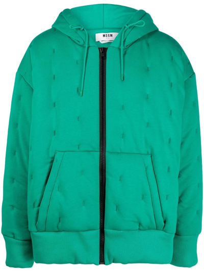 Msgm Padded Hooded Jacket In Green