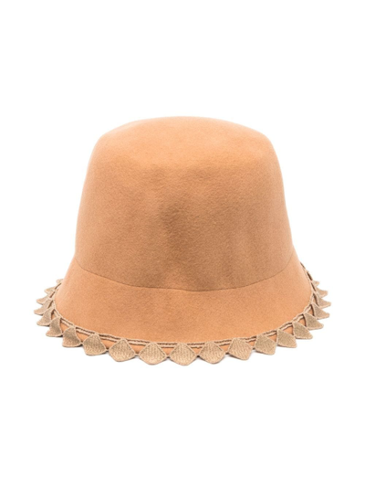 Mi Mi Sol Kids' Geometric-trim Wool Bowler Hat In Neutrals