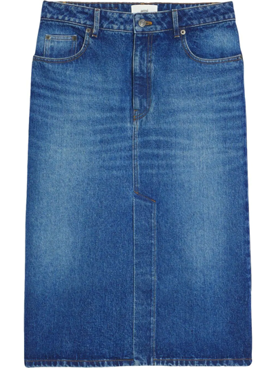Ami Alexandre Mattiussi Mid-length Denim Skirt In Blue