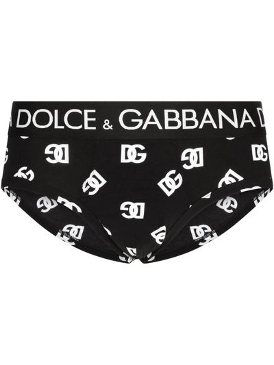 Dolce & Gabbana Dg Logo-print Briefs In Black