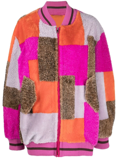 Simonetta Ravizza Petra Abstract-pattern Bomber-jacket In Pink