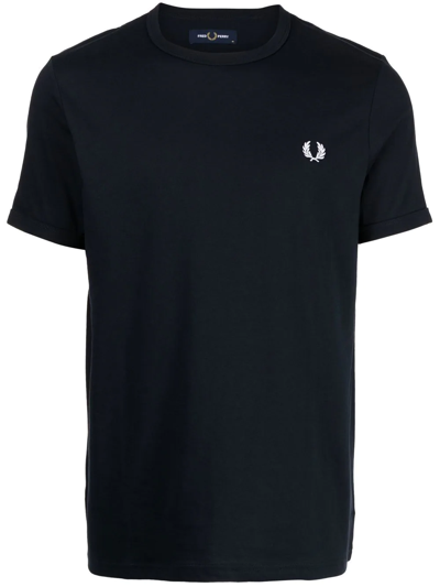 Fred Perry Ringer Logo-embroidered T-shirt In Blue