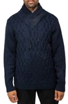 X-RAY XRAY SHAWL COLLAR CABLE KNIT SWEATER